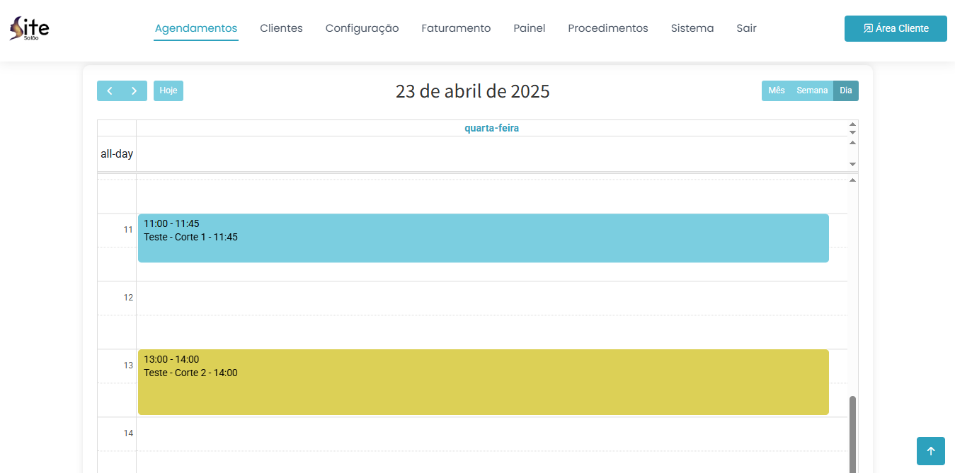Agendamentos por dia
